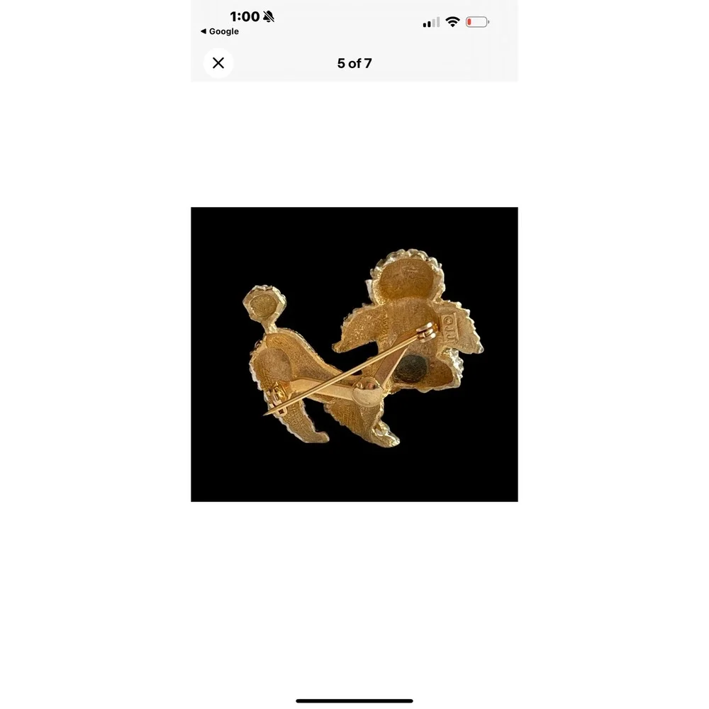 Retro Gold Poodle Brooch Vintage JJ Jonette Jewelry Pin